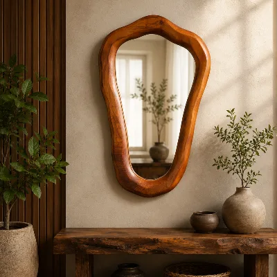 Mirror Stained - Macrocarpa  Yoke mirror medium  600mm X 300mm